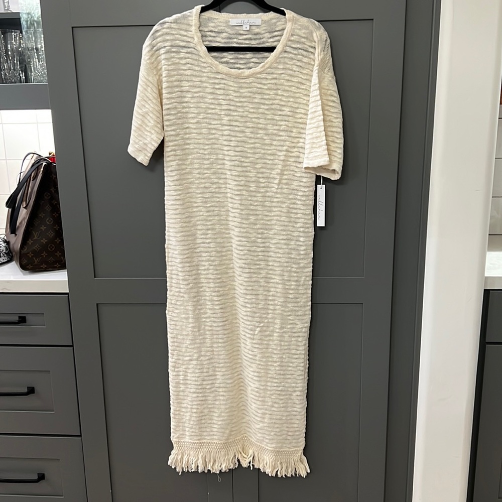 NWT{Callahan}Sz S Cream Sheer Knit Maxi Dress